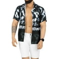 thumbnail image 4 of LA LEELA Men's Hawaiian Shirts Short Sleeve Button Down Shirt Mens Vacation Shirts Summer Beach Casual Tropical Shirts for Men Funny XL Starlight, Black, 4 of 6