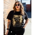 thumbnail image 3 of T Shirts for Women Short Sleeve Cotton Crewneck T-Shirt, Dreamlike Sky Clouds Raccoon Tee Tops Casual Basic T-Shirts, XS-5XL Black XXL, 3 of 7