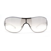 Womens Elegant Rimless Shield Wrap Luxury Designer Sunglasses Silver White - Clear Mirror