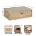 thumbnail image 3 of Kate and Laurel Mirza Transitional Carved Wood Floating Side Table, 18 x 12 x 6, Natural Wood, Mounted Solid Wood Wall Shelf with Drawer for Storage, 3 of 11