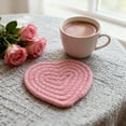 thumbnail image 3 of Eoozwa Heart Shaped Cotton Heat Insulation Pad Valentines Day Table Placemat Woven Pink Hot Pink Washable for Dinner Party Decor, 3 of 6