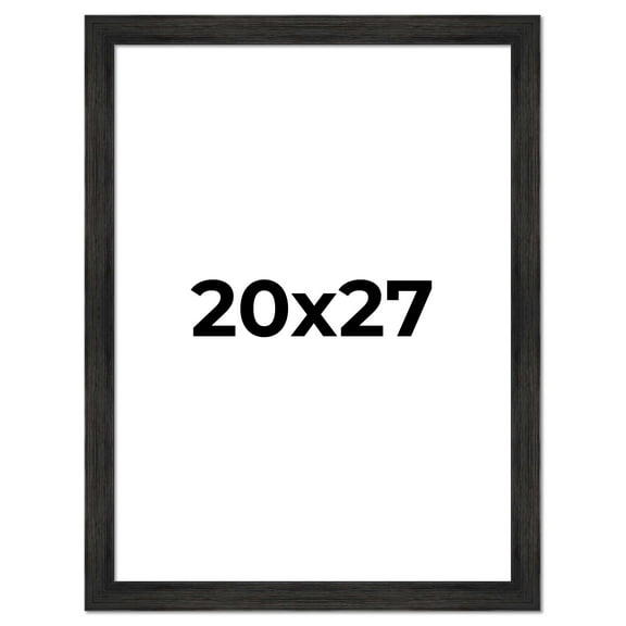 20x27 Distressed/Aged Black Complete Wood Picture or Puzzle Frame with UV Acrylic, Foam Board Backing, & Hardware