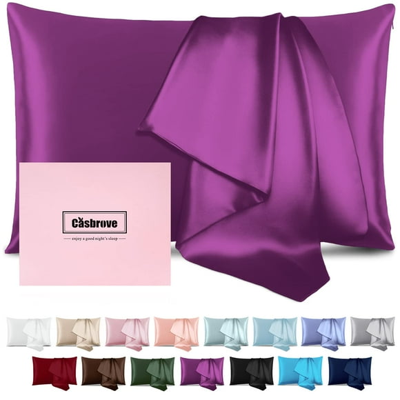 Funda de almohada Casbrove Mulberry Silk Queen con cremallera morada