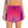thumbnail image 2 of Picia Light Purple Glitter Pattern Women's 2 in 1 Athletic Running Shorts High Waisted Workout Casual Gym Sweat Shorts with Comfy Liner Zipper Pockets-Small, 2 of 9