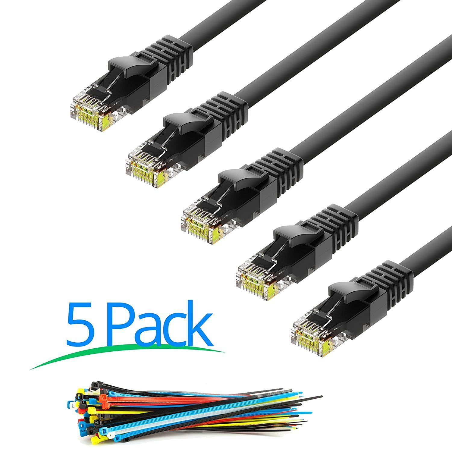 Cat6 Cable ? 3 Feet Cord 5 Pack RJ45 Gigabit Cat6e Lan Cable With Snagless