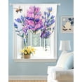 thumbnail image 2 of Purple Floral Tie Up Curtains for Window, Thermal Insulated Balloon Shade Adjustable Rod Pocket Curtains Valance Panels for Kitchen Bathroom Cafe 42 x 45 Spring Botanical Flowers Bee Leaves, 2 of 6