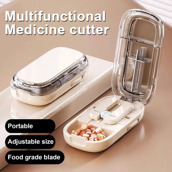 Portable Pill Cutter, Professional Pills Cutter, Portable Pill Cutter, Halves/Third/Quarters, with Stainless Steel Blades and Centering Guide Tablet, Easy to Carry (1/3)