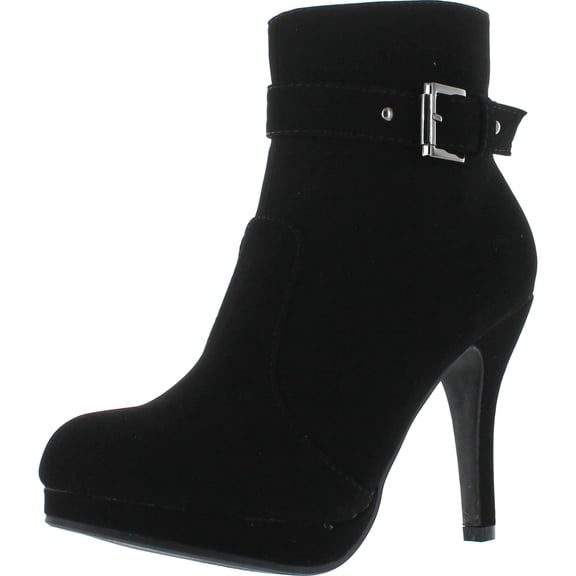 Top Moda GEORGE-15 Women's Strap Buckle Stiletto Heel Ankle Booties, Black, 5.5