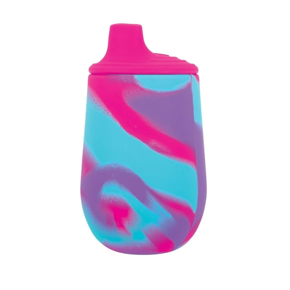 Nuby Silicone Tie-dye First Training cup with Free Flow Soft Spout - 6oz, 6+ Months, PinkPurple