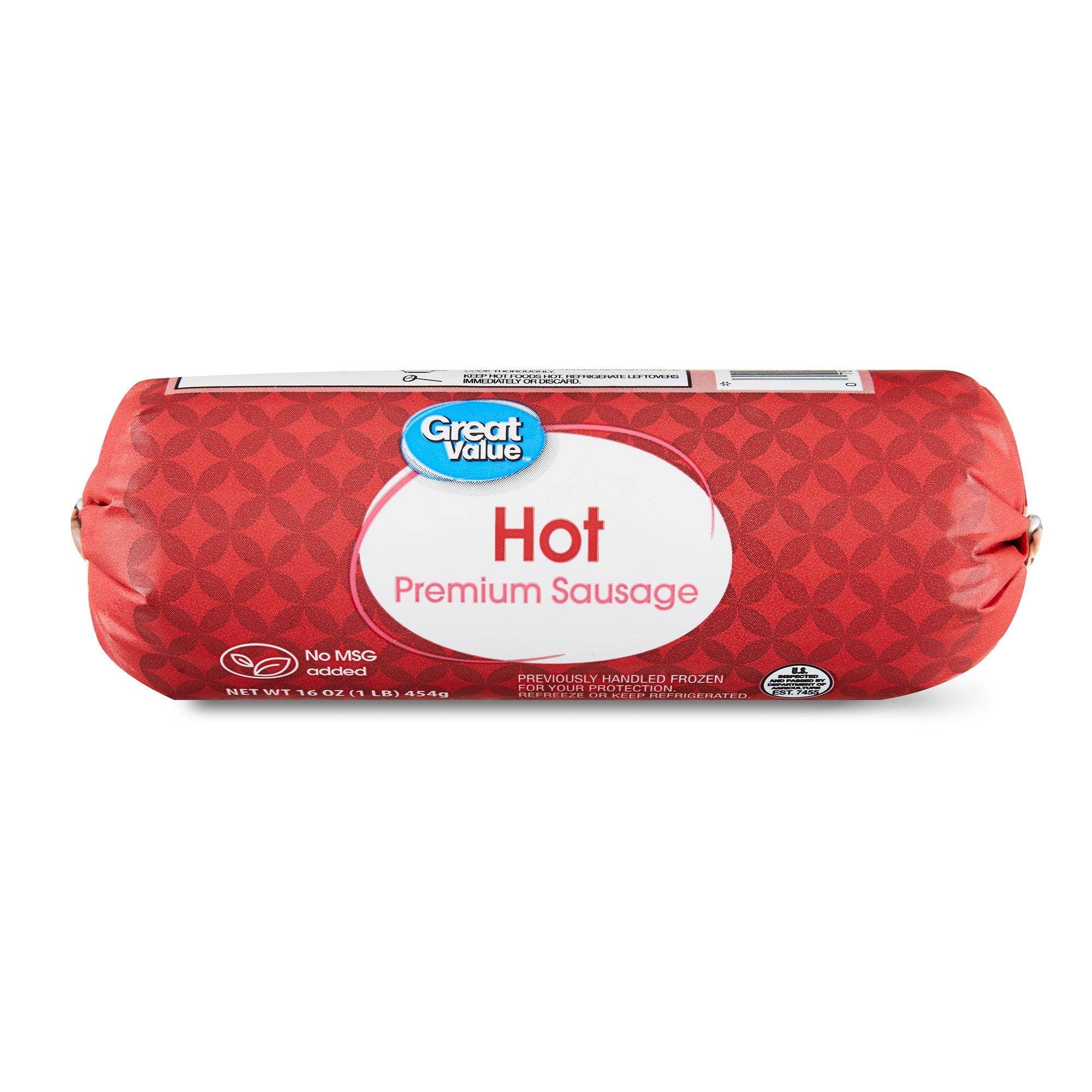 Great Value Hot Premium Sausage Roll, 16 oz, Ground, Raw (Refrigerated)