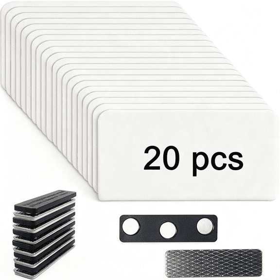 CCOCC 20 Pcs Sublimation Name Tags Blank Name Tag Magnetic Name Tags with Magnetic Backing Locker White Round Corners,1.5 X 3" Metallic Aluminium Name Badges for Personalized Office