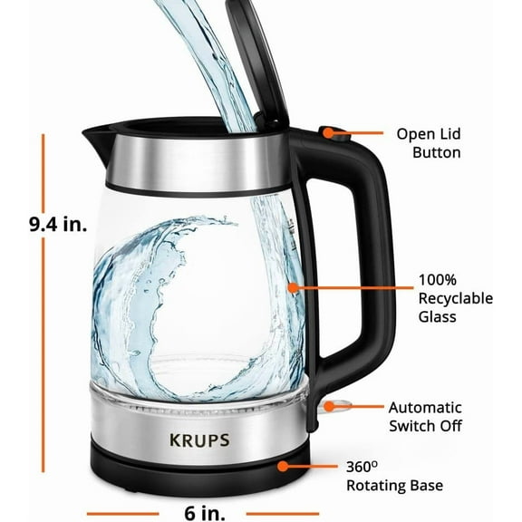 1.7L Glass Electric Kettle: Fast-Boiling 1500W with LED Indicator, Anti-Scale Filter, Auto Shut-Off, and Cordless Design - Boil 1 Cup in 80 Seconds for Perfect Tea and Coffee