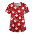thumbnail image 2 of Camisetas de enfermera con estampado rojo, uniformes médicos navideños unisex, camisetas de enfermera con dibujos animados navideños, ropa de trabajo para dentistas, belleza y spa, 2 of 5