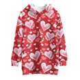 thumbnail image 4 of Xoenoiee Heart Love Leaves Print Girls Long Sleeve Sweatshirts Loose Casual Long Pullover Hooded Tops Valentine's Day Girls Hoodie Dress Athletic Casual Jacket Tops with Pocket, 9-10 Years, 4 of 7