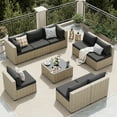 thumbnail image 5 of UDPATIO 9 Pieces Outdoor Patio Furniture Set with 44" Fire Pit Table, Outdoor Wicker Patio Conversation Set with Cushions for Backyard, Porch, Garden(Black), 5 of 7