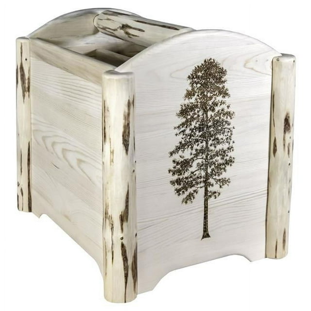 Montana Woodworks MWMAGLZPINE Montana Collection Magazine Rack with Laser Engraved Pine Design
