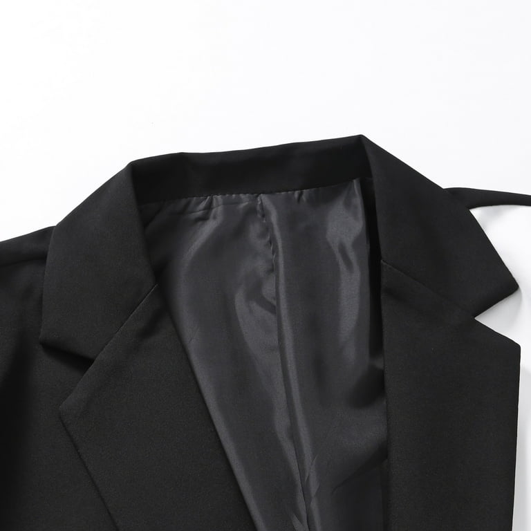SMihono Women's Fashion Loose Blazer Coat Elegant Flash Pick Solid Business  Trendy Work Notched Lapel Collar Office Jacket Buttons Open Front Pocket  Long Sleeve Womens Suit Black 8 