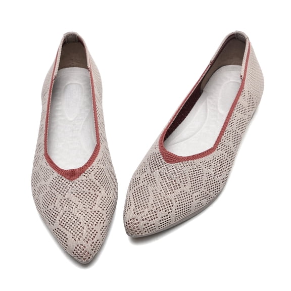LANCROP Women's Slip-On Knit Ballet Flats, Flexible Breathable Casual Dress Shoes