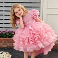 thumbnail image 6 of Girl Dress Size 3-4Y Kids Puffy Short Sleeve Embroidered Trailing Cake Party Long Dress Toddler Girls Dresses, 6 of 6