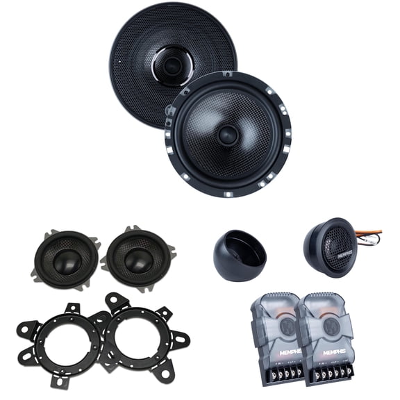 Memphis Audio MS60MV - MClass 6.5" Oversized Convertible Mid Woofer with MSA1 M Series 1" Aluminum Dome Tweeter and MS25 M Series 2.5" Tweeters with in line Crossovers