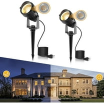 LOHAS Landscape Spot Lights Outdoor, 10W Dusk to Dawn Sensor LED Spotlights for Yard, IP66 Pathway Garden Outside Lights, 9.84-ft Cord Flag Light, 3000K Lawn Decor Lamp, UL Listed,2 Pack