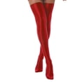 thumbnail image 2 of dPois Bas Collants Brillants pour Femmes, Bas-Cuisses, Chaussettes, Brillants, Restent en Place, en Soie, avec Pieds, Opaques, Rouges, Taille Unique, 2 of 7