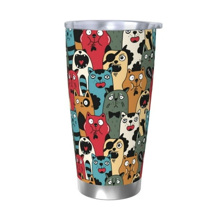 

Salouo Different Cats 1 Print 20oz Tumbler with Lid Stainless Steel Vacuum Insulated Tumbler Durable Insulated Coffee Mug Thermal Cup with Splash Proof Sliding Lid-Without Straw