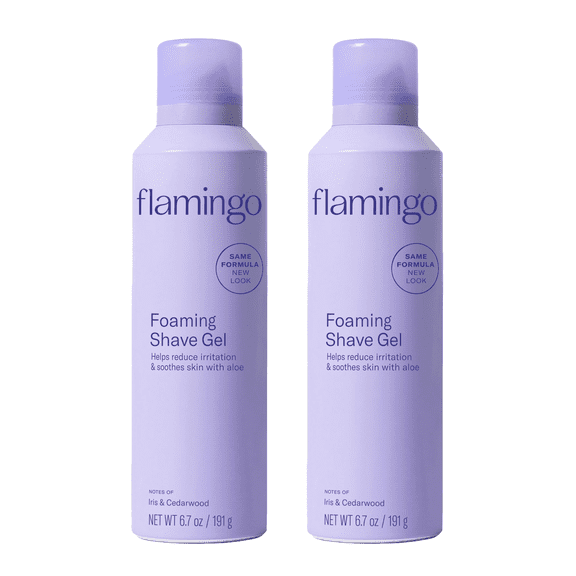 Flamingo Women's Foaming Shaving Gel with Aloe Vera, 6.7 oz, 2 Count