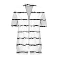 thumbnail image 6 of Frostluinai Travel Outfits for Women 2 Piece Sets Striped Lounge Outfits Short Sleeve Open Front Kimono Tops and Shorts with Pokcet White L, 6 of 7