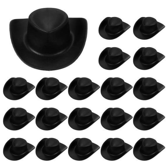 Uxcell Mini Cowboy Hat, Plastic Black Tiny Cowboy Cow Girl Hats for Party Decoration