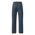 thumbnail image 5 of Yaoyar Men's Casual Linen Pants Elastic Waist Drawstring Lightweight Loose Fit Straight Solid Pants with Pockets Navy M, 5 of 5
