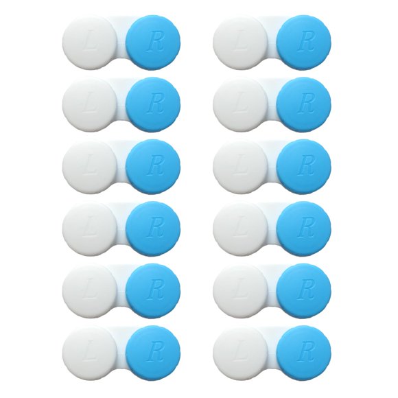 Estuche para lentes de contacto Erewa, paquete de 12 unidades, kit de almacenamiento, blanco y azul
