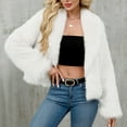 thumbnail image 4 of Sexlip Women Luxury Faux Fur Shaggy Corp Coats Fuzzy Jacket Lapel Outerwear for Party Dating Solid and Colorful Available White XL, 4 of 8