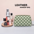 thumbnail image 4 of Daisy plaid green Makeup Bag, Large Capacity Travel Cosmetic Bag for Women Girls- Travel Toiletry Bag Leather Portable Waterproof Makeup Case Organizer with Handle, 4 of 4