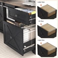 thumbnail image 5 of ANPOO Farmhouse Electric Standing Desk with Storage and Power Outlets, 55" Height Adjustable Computer Desk with Storage Drawers & Sliding Barn Door, L Shaped Standing Computer Desk for Home Office, 5 of 9