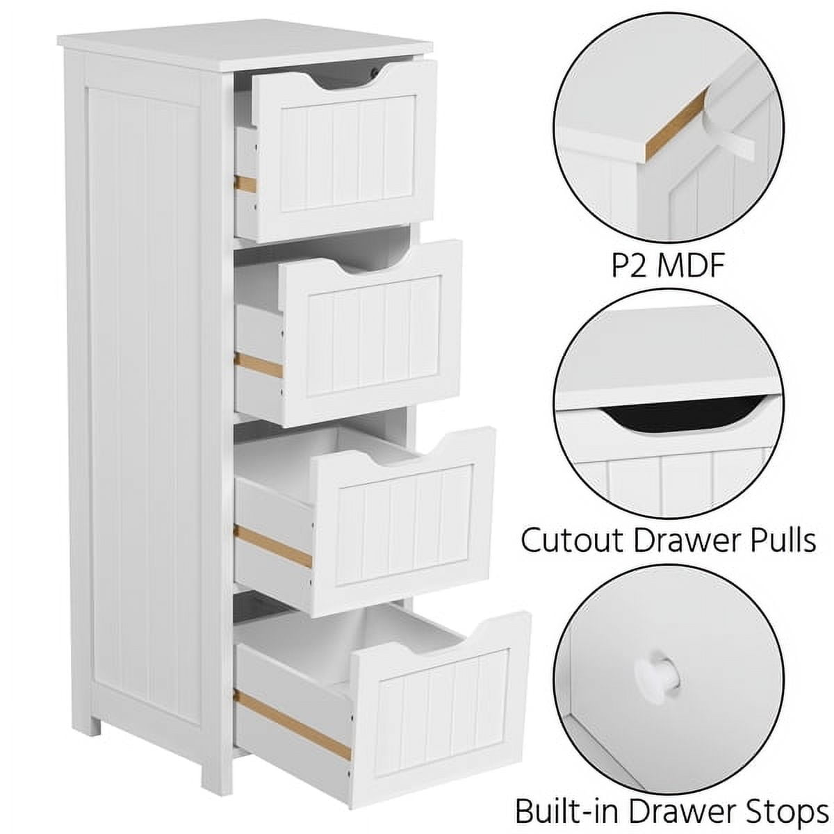 4 Drawers Bathroom Cabinet for Hygiene Items/Toiletries/Medications White