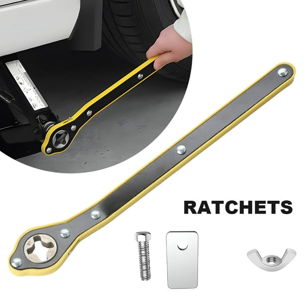 Gato para automóvil llave trinquete que ahorra mano obra herramienta extracción neumáticos tijera manual - (llave cruzada + cabezal conversión)