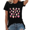 thumbnail image 3 of Trendfront Womens Strawberry Graphic Tops Crewneck Casual Short Sleeve Loose Fit Tee Trendy Fashion T Shirts Relaxed Pullover Daily Clothes, 3 of 5