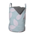 thumbnail image 1 of Pastel Laundry Bag, Design of Big Striped Leaf Silhouettes Simplistic Garden Art, Hamper Basket with Handles Drawstring Closure for Laundromats, 13" x 19", Mauve Blue Grey, by Ambesonne, 1 of 4