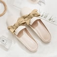 thumbnail image 4 of Women's Bow Flat Mules Comfortable Square Toe Slip on Penny Loafers Ladies Baotou Clogs Half Slides Mules, 4 of 4