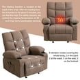 thumbnail image 4 of BTMWAY Heated Massage Recliner Chair, Fabric Manual Recliner Couch with Rocking Function, Cup Holder and Side Pocket, Ergonomic Reclining Sofa Massage Lounge Chair for Adults Elderly, Brown, 4 of 11