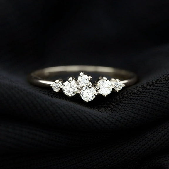 Silvago Jewel 14K White Gold Plated Ring For Women's - Wedding Diamond Ring - 0.5 Ct Round Cut Lab Diamond Wedding Ring - Clearance Stackable Rings - Real Gold Stackable Rings for Women