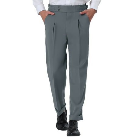 Louis Raphael Men's Luxe 100% Wool Pleated Dress Pant with Hidden