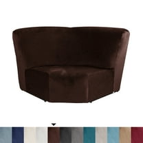 SHANNA Stretch Velvet Corner Sofa Cover 1-Piece Corner Seat Recliner Sofa Slipcover for Sectional Recliner Sofa L Shape Sofa Additional Seat Cover, Brown