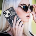 thumbnail image 6 of Compatible with iPhone 15 Plus Shiny Plating Marble Case with Detachable Glitter Paper for Women Men Fashion Luxury Electroplated Soft TPU Camera Protection Shockproof Phone Cover, Black, 6 of 12