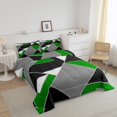thumbnail image 3 of Erosebridal Geometric Sqare Comforter Sets Queen Size,Green Grey Bedding Queen Comforter Set,Abstract Rectangle Bedding Sets Queen With Comforter,Minimalst Room Decoration,Reversible,3-Piece, 3 of 8