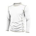 thumbnail image 5 of Smsaxvxz Mens Shirts Soft Comfort Crew Neck Long Sleeve Color Patchwork T-Shirts Casual Lightweight Fall Tops White XL, 5 of 8