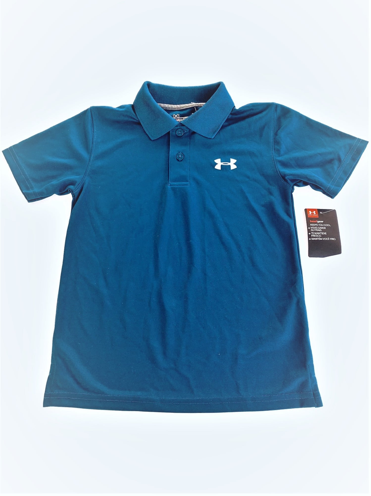 Under Armour Boys Short Sleeve Polo Shirt Black YXS 6 Embroidered Logo NWT 