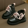 thumbnail image 2 of HCNTES Girls Ankle Boots Fashion Side Zipper Boots Lace Up Combat Shoes&nbsp;(13.5,Black_C1), 2 of 9