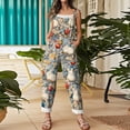 thumbnail image 3 of Fgvctg Easter Women's Jumpsuits Sleeveless Easter Eggs Spaghetti Straps Overalls Comfy Wide Leg Pant Bunny Print Bib Overalls Romper Spring Pants With Pockets Light Gray XL, 3 of 4